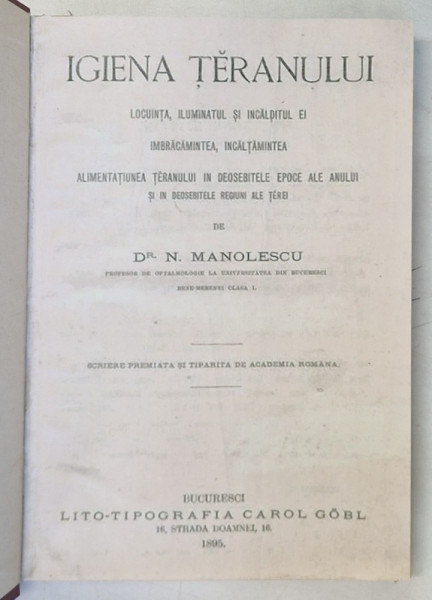 IGIENA TARANULUI de N. MANOLESCU , 1895