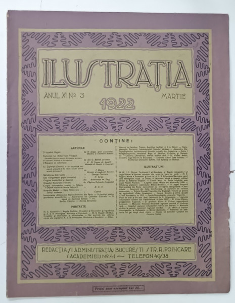 ILUSTRATIA , REVISTA , NUMAR DEDICAT LOGODNEI  M.S. ALEXANDRU I REGELE SARBILOR CU A.S.R. PRINCIPESA MARIOARA A ROMANIEI ,  , ANUL XI , No. 3 , MARTIE , 1922