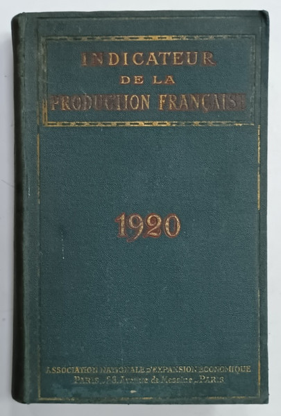 INDICATEUR DE LA PRODUCTION FRANCAISE , 1920