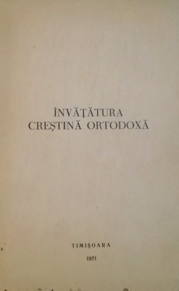 INVATATURA CRESTINA ORTODOXA, 1971