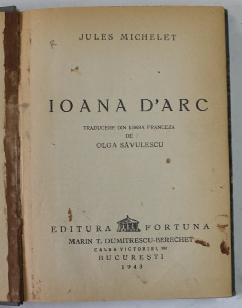 IOANA D 'ARC de JULES MICHELET , 1943