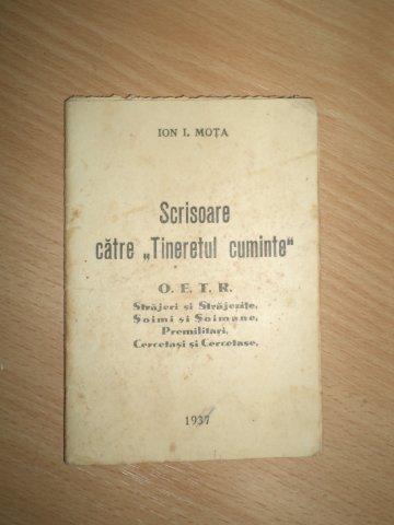 ION I. MOTA, SCRISOARE CATRE TINERETUL CUMINTE, BUCURESTI, 1937