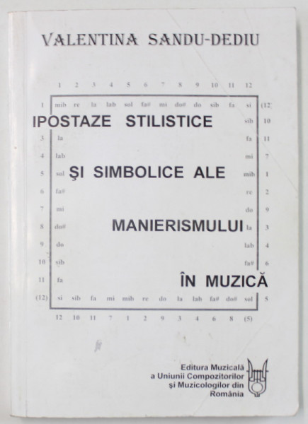 IPOSTAZE STILISTICE SI SIMBOLICE ALE MANIERISMULUI IN  MUZICA de VALENTINA SANDU - DEDIU , 1997 , DEDICATIE *