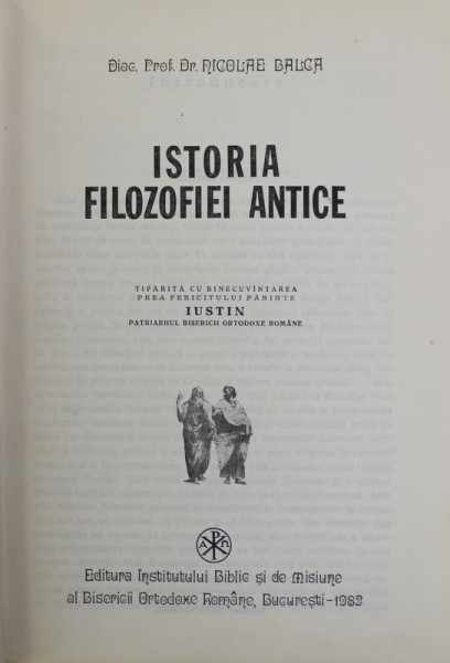 ISTORIA FILOZOFIEI ANTICE de NICOLAE BALCA ,  1982