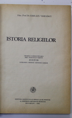 ISTORIA RELIGIILOR de EMILIAN VASILESCU , 1982