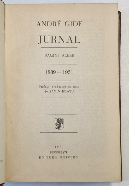 JURNAL de ANDRE GIDE , 1970