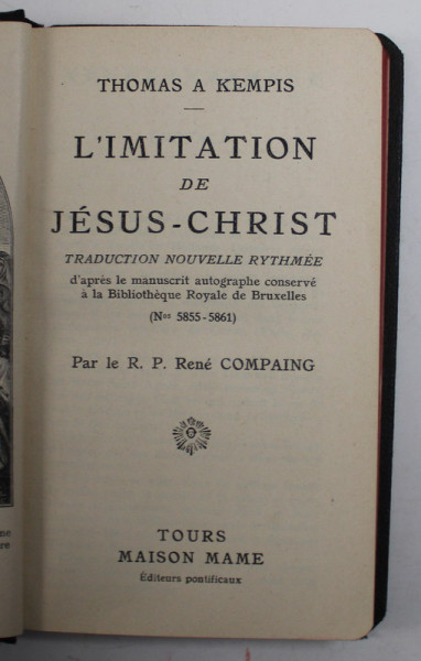 L 'IMITATION DE JESUS - CHRIST par THOMAS A . KEMPIS , 1934 , FORMAT DE BUZUNAR