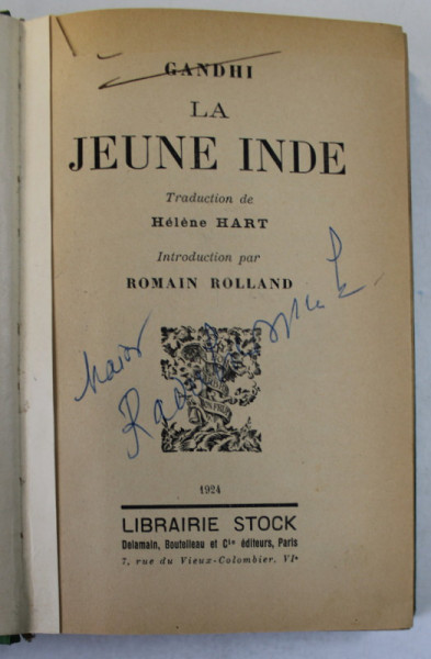 LA JEUNE INDE par GANDHI  1924