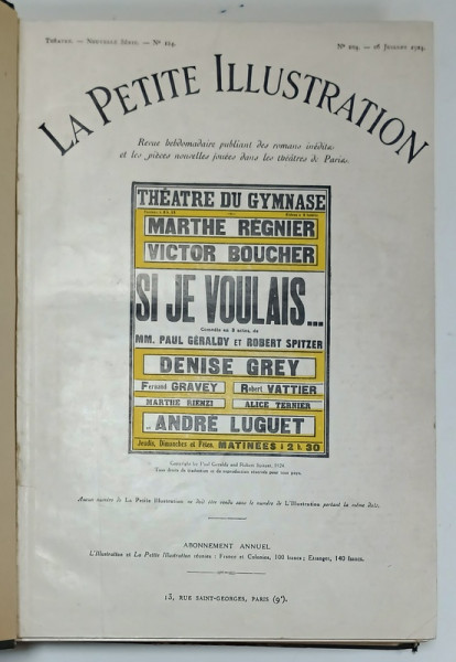 LA PETITE ILLUSTRATION , REVUE HEBDOMADAIRE , COLEGAT DE 17 NUMERE DIFERITE , ANUL 1924