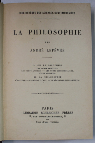 LA PHILOSOPHIE par ANDRE LEFEVRE , CCA. 1900