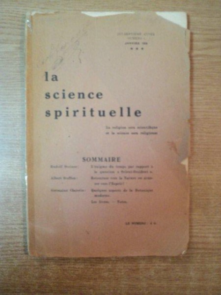 LA SCIENCE SPIRITUELLE , SOMMAIRE