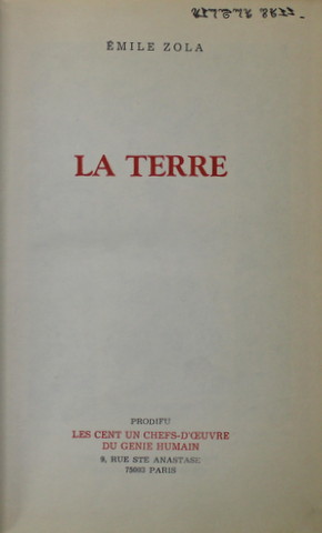 LA TERRE par EMILE ZOLA , 1979