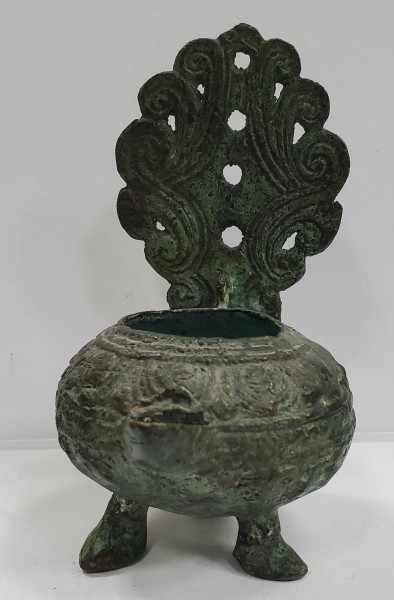 Lampa de ulei din bronz, India , Secol XIX