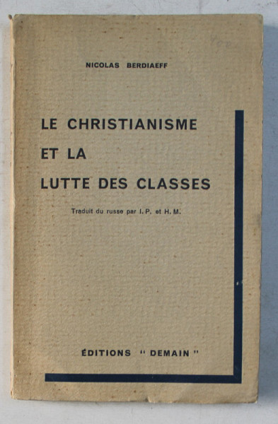 LE CHRISTIANISME ET LA LUTTE DES CLASSES de NICOLAS BERDIAEFF , Paris