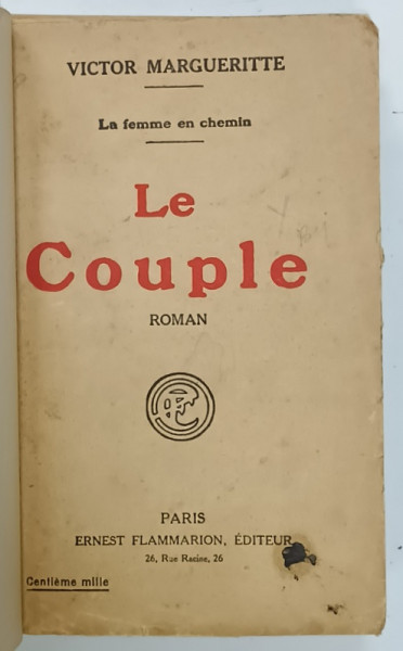 LE COUPLE par VICTOR MARGUERITTE , roman , 1924
