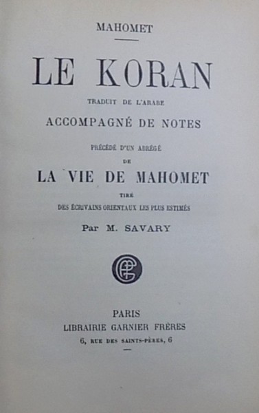 LE KORAN par MAHOMET