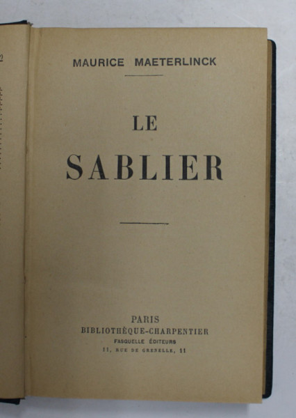 LE SABLIER par MAURICE MAETERLINCK , 1936