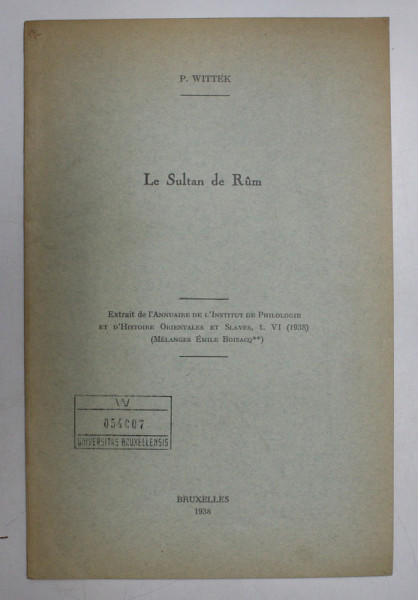 LE SULTAN DE RUM par P. WITTEK , 1938