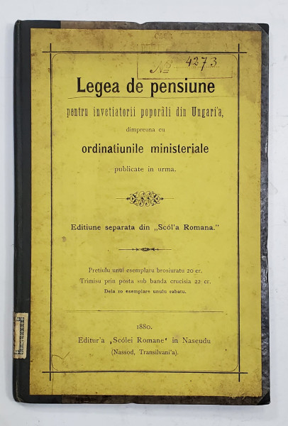 LEGEA DE PENSIUNE , ARTICLULU DE LEGE XXXII , DESPRE PENSIONAREA INVETIATORILORU SI EDUCATORILORU ....1880