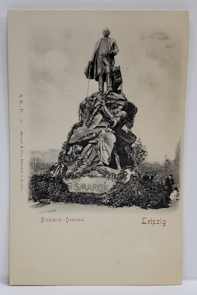 LEIPZIG , MONUMENTUL LUI BISMARCK , CARTE POSTALA ILUSTRATA , EMBOSATA , IMAGINEA IN RELIEF , CLASICA