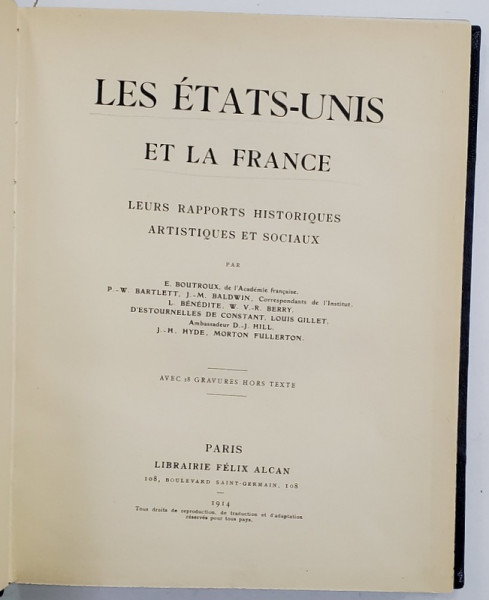 LES ETATS - UNIS ET LA FRANCE - PARIS, 1914