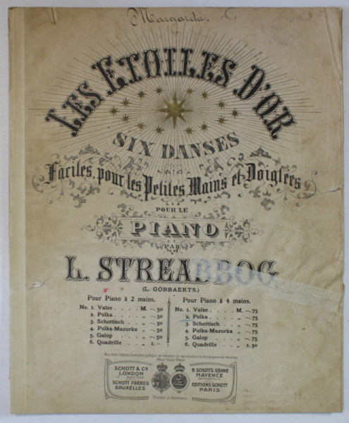 LES ETOLIES D ' OR , POLKA pour piano par L. STREABBOG , CCA. 1900 , PARTITURA