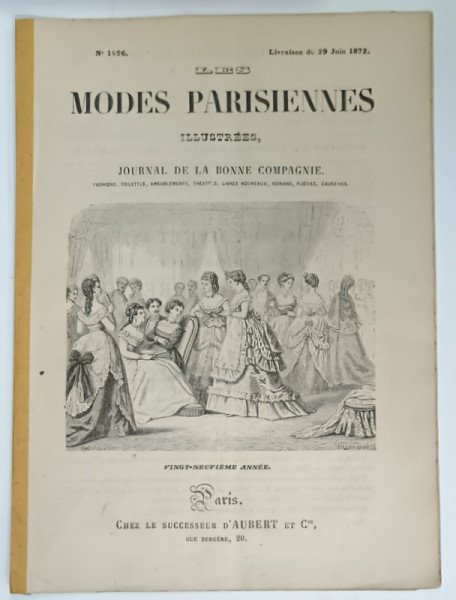 LES MODES PARISIENNES ILLUSTREES , JOURNAL DE LA BONNE COMPAGNIE , NO. 1496 , 1872