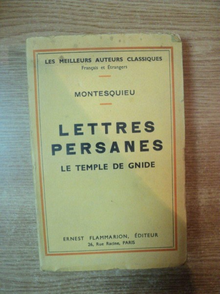 LETTRES PERSANES , LE TEMPLE DE GNIDE par MONTESQUIEU , Paris