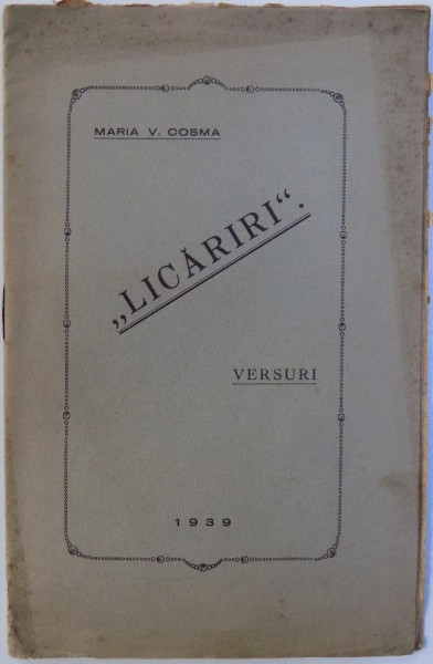 LICARIRI  - VERSURI de MARIA V. COSMA , 1939