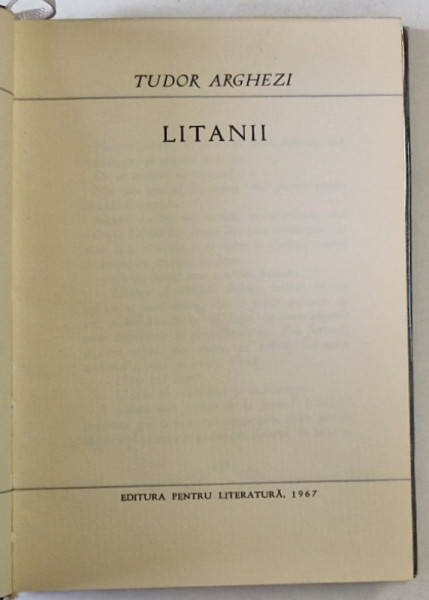 LITANII de TUDOR ARGHEZI , 1967 *EDITIE CARTONAT , *EXEMPLAR NUMEROTAT 004 / 150