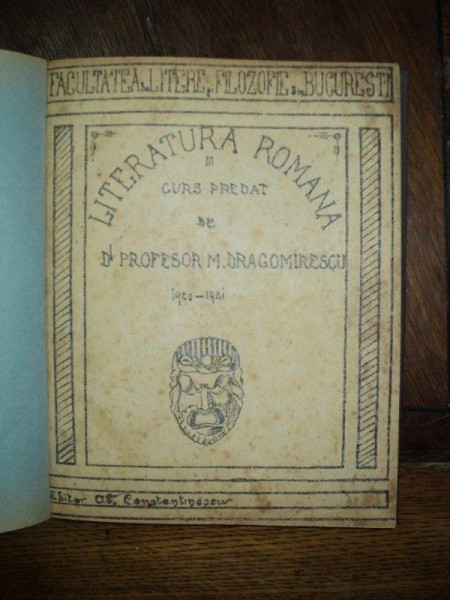 Literatura Romana, curs 1920 -  1921