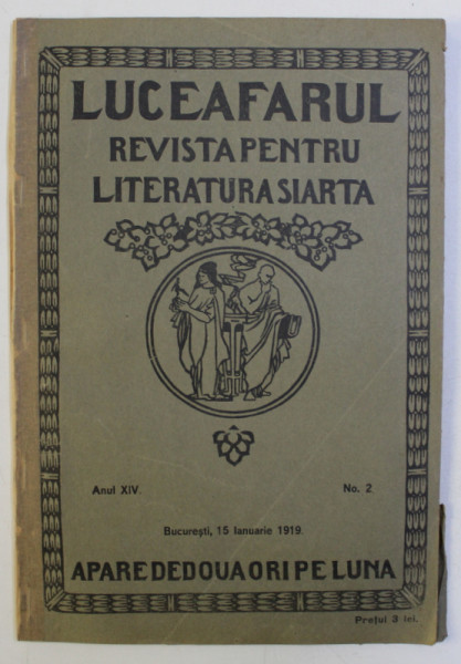 LUCEAFARUL , REVISTA PENTRU LITERATURA SI ARTA , ANUL XIV , NO . 2 , 15  IANUARIE , 1919