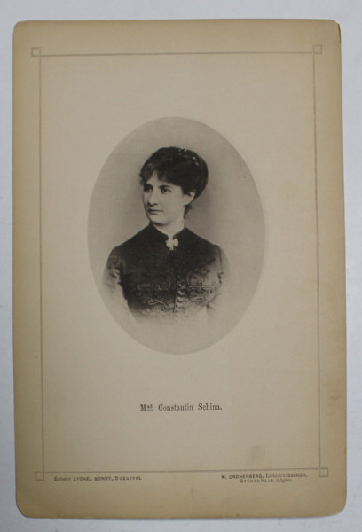 Mad. CONSTANTIN SCHINA  , FOTOGRAFIE DIN  ALBUMUL  NATIONAL , SERIE DE BUCAREST , EDITEUR LYONEL BONDY , FOTOGRAF W. CRONENBERG , CCA .  1900