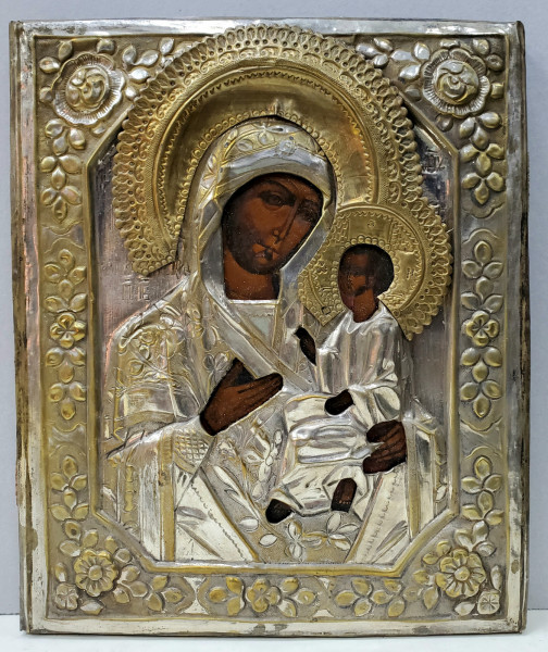 Maica Domnului cu Pruncul ' Tikvinskaya', Icoana Scoala Rusa, cca. 1900