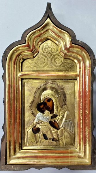 Maica Domnului cu Pruncul (Vladimirskaya), Icoana cu ferecatura, Rusia, Sfarsit de Secol XIX