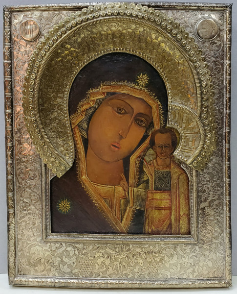 Maica Domnului din Kazan, Icoana cu Ferecatura Argintata, Scoala Rusa, Secol XIX