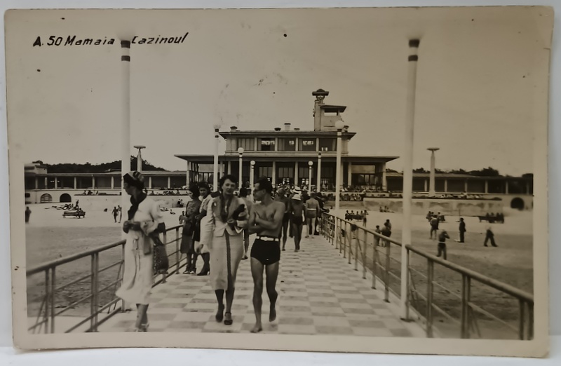 MAMAIA , CAZINOUL , TURISTI PE ESPLANANDA , FOTOGRAFIE FORMAT CARTE POSTALA , 1940