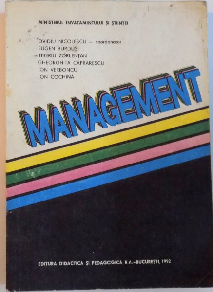 MANAGEMENT de OVIDIU NICOLESCU, EUGEN BURDUS, ION VERBONCU, 1992