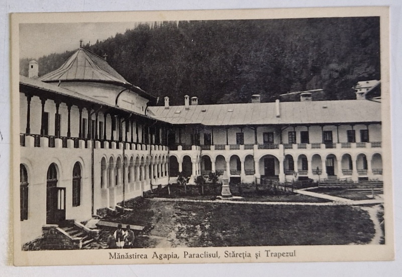 MANASTIREA AGAPIA , PARACLISUL , STARETIA SI TRAPEZA , CARTE POSTALA , 1930