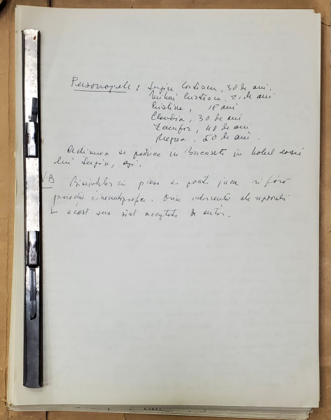 Manuscris Horia Lovinescu, &amp;quot;Ultima Cursa&amp;quot;