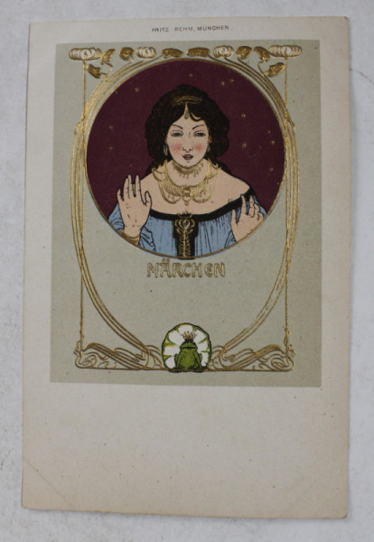 MARCHEN , DESEN de FRITZ REHM , MUNCHEN , ART NOUVEAU , CLASICA , EMBOSATA