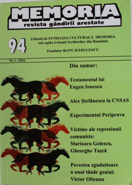 MEMORIA , REVISTA GANDIRII ARESTATE , NR. 1, 2016