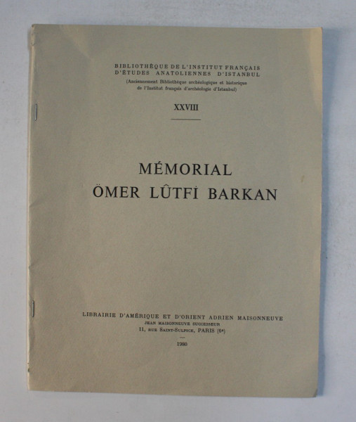 MEMORIAL OMER LUTFI BARKAN , 1980