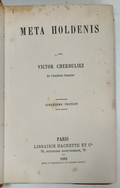 META  HOLDENIS par VICTOR CHERBULIEZ , 1882