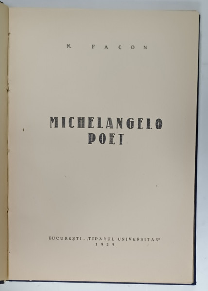 MICHELANGELO POET de N. FACON , 1939