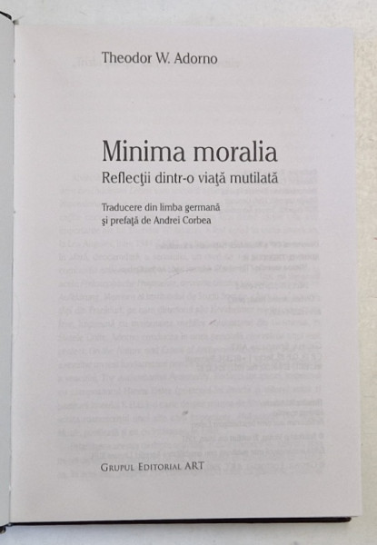 MINIMA MORALIA de THEODOR W. ADORNO , 2007