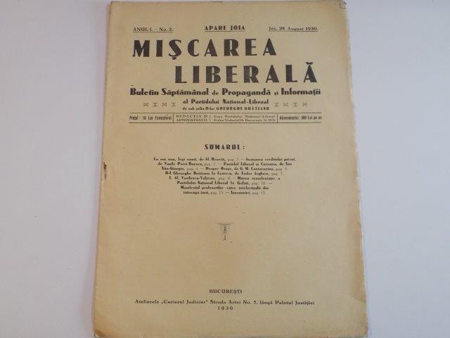 MISCAREA LIBERALA, ANUL I, NR. 2, 28 AUGUST 1930