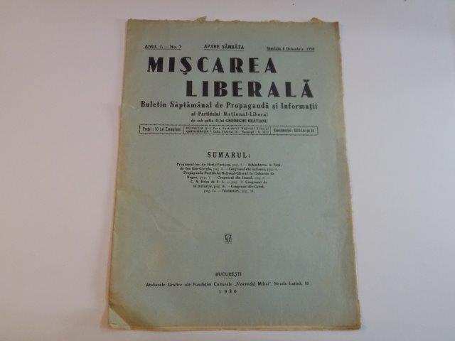 MISCAREA LIBERALA, ANUL I, NR. 7, 4 OCTOMBRIE 1930