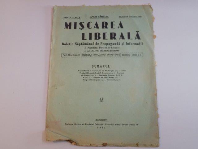 MISCAREA LIBERALA, ANUL I, NR. 9, 18 OCTOMBRIE 1930