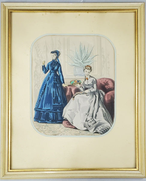 Moda. Costume. Scena Galanta de Paste - Gravura, Secol XIX